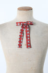 Vintage 1950s Country Western Red Gray Arrows & Diamonds Clip On String Tie