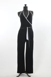 Vintage 1990s Black White Club Halter Jumpsuit   |   Small Medium  |   by Cimmaron