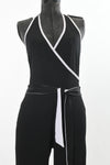 Vintage 1990s Black White Club Halter Jumpsuit   |   Small Medium  |   by Cimmaron