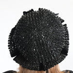 Vintage 1960s Black Straw Split Brimmed Bubble Hat   |   by Christian Dior