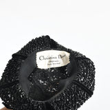 Vintage 1960s Black Straw Split Brimmed Bubble Hat   |   by Christian Dior