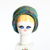 Vintage 1960s Blue Green Purple Wool Turban Hat   |   by Balenciaga Paris Reproduction