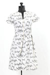 Vintage 1970s Zebra Print Zipper Front Short Sleeve House Dress   |  XS Small |  by Mister Robert