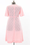 Vintage 1970s Pink Flowers Flutter Sleeve Midi Dress   |  Large XL
