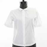 vintage 1960s white button up shirt short sleeve Peter Pan collar