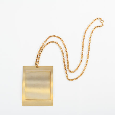 vintage 1970s bold gold metal floating rectangle statement necklace