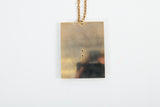 Vintage 1970s Bold Gold Metal Floating Rectangle Long Necklace