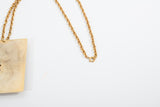 Vintage 1970s Bold Gold Metal Floating Rectangle Long Necklace