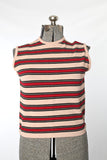 Vintage 1960s Beige Red Striped Bouclé Knit Sleeveless Shirt  |  Large  |  by Talbott Taralast