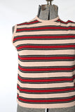 Vintage 1960s Beige Red Striped Bouclé Knit Sleeveless Shirt  |  Large  |  by Talbott Taralast