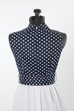 Vintage 1970s Polka Dot Navy White Maxi Sleeveless Dress   |   Small   |   by Miss Donna