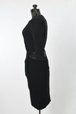 Vintage 1950s Black Classic Half Sleeve Cocktail Dress   |   XS  |   by Milton Lippman