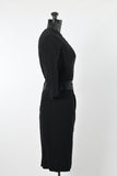 Vintage 1950s Black Classic Half Sleeve Cocktail Dress   |   XS  |   by Milton Lippman