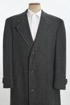 Vintage 1980s Gray Black Herringbone Wool Overcoat   |  Size 40R  |  by Hart Schaffner & Marx