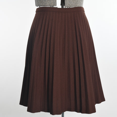 vintage 1970s brown accordion pleat knit skirt