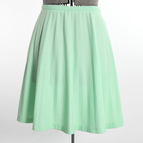 vintage 1960s mint green accordion pleated knit midi skirt