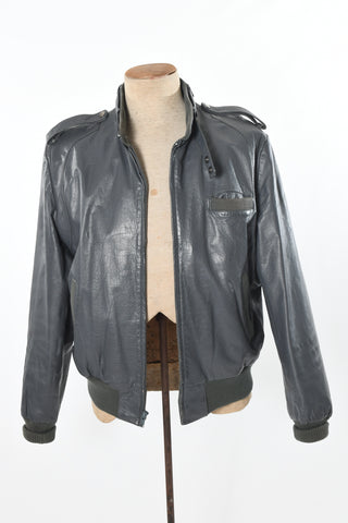 80's Members Only Leather Jacket Vintage Gray Motorcycle 