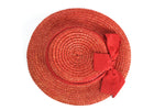 Vintage 1940s Orange Straw Ribbon Tilt Hat
