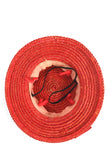 Vintage 1940s Orange Straw Ribbon Tilt Hat