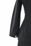 Vintage 1970s Black Knit Peaked Lapel Jacket Wide Flared Pants Suit  | XS | by Jantzen