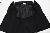 Vintage 1970s Black Knit Peaked Lapel Jacket Wide Flared Pants Suit  | XS | by Jantzen