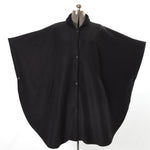 Vintage 1980s Black Fleece Button Front Cape | One Size Fits Most | by Specialty House Inc.