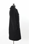 Vintage 1950s Black Wool Patch Pocket Lined Coat | XS