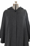 Vintage 1990s Gray Wool Black Velvet Hooded Cape | Large | by Albert Niponi Studio