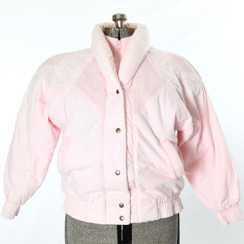 vintage 1980s pale pink puffy insulated shawl collar short coat