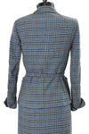 Vintage 1950s Blue Gray Plaid Wool Skirt Suit  | XS | Best & Co. by Bardley