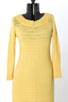 Vintage Late 1960s Yellow Knit High End Dress  | Large | by Caledonia