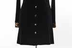 Vintage 1990s Black Leopard Print Velour Shirtwaist Mini Dress  | Size Medium  | by DJ Int'l