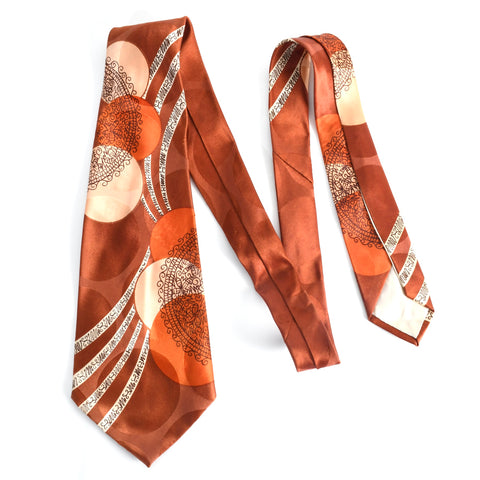 1940s copper brown geometric circles swing tie