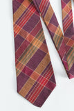 Vintage 1930s Burgundy Orange Green Plaid Wool Art Deco Necktie Cravat