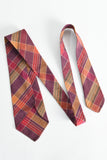 Vintage 1930s Burgundy Orange Green Plaid Wool Art Deco Necktie Cravat