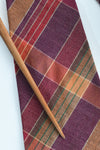 Vintage 1930s Burgundy Orange Green Plaid Wool Art Deco Necktie Cravat