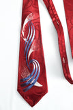 Vintage 1940s Early 50s Abstract Maroon Red Blue Wide Swing Tie | by Cutter Cravat
