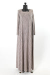 Vintage 1970s Taupe White Abstract Maxi Tent Dress  | XS - Small | by Matti of Lynn Lord & Taylor