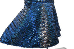 Vintage 1980s Blue Sequined Wounded Mermaid Midi Dress  | Size Large
