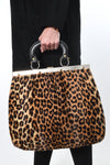 Vintage 1960s Faux Leopard Fur Huge Mod Handbag Purse   |  by Ronay