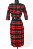 Vintage 1950s Red Plaid Wiggle Dress  | 4 Small  |  by Natlynne Talls