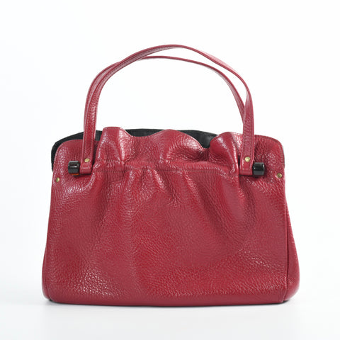vintage 1950s red leather divided purse top handle handbag