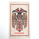 vintage 1970s pacific northwest Canada totem souvenir linen tea towel