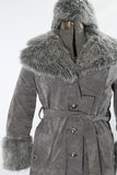 Vintage 1970s Gray Faux Fur Vegan Penny Lane Coat and Hat | Large | by Fingerhut Fashions