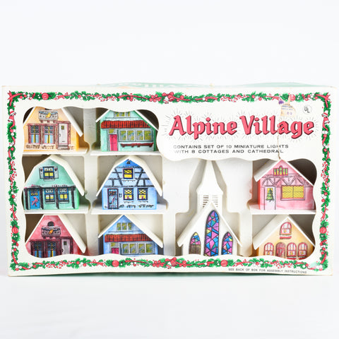 vintage 1970s alpine village light ornaments