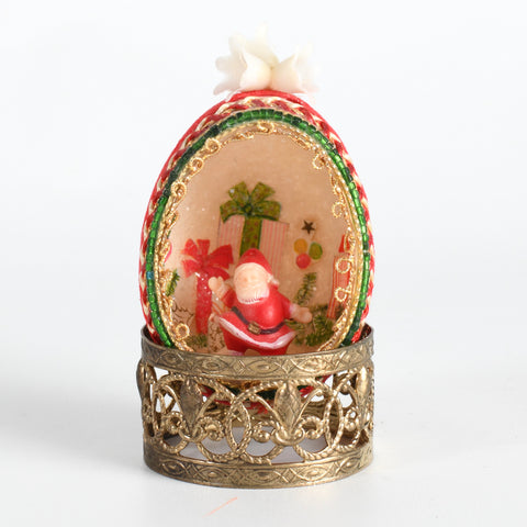 vintage 1970s Santa Claus Christmas presents Glitter Egg Diorama Decor