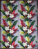 Vintage 1940s Tropical Orchid Foliage Bark Cloth Fabric Panel | 61" L X 46" W