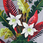 vintage 1940s bold tropical orchid foliage bark cloth fabric panel 46" W X 61" L