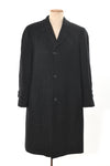 Vintage 1950s Charcoal Black Check Wool Overcoat   |  Size 40R  |  by Peskinds