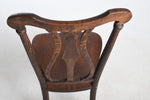 Antique Early 1900s Quarter Sawn Oak Art Nouveau Lyre Back Narrow Chair